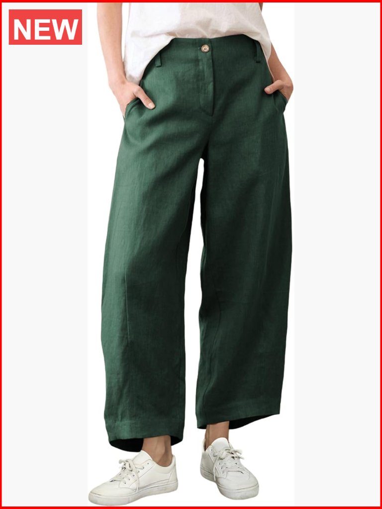 Linen Cotton Wide Leg Palazzo Pants Casual Beach Trousers